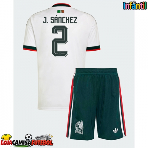 Camisa de Futebol México Jorge Sanchez #2 Equipamento Secundário Infantil Mundo 2026 Manga Curta (+ Calças curtas)